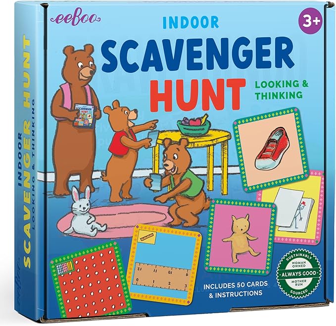 eeBoo Scavenger Hunt Indoors Game, a Finding Game that develops observational and Analytical Skills, Includes 50 Cards & Instructions, for Ages 3 and up