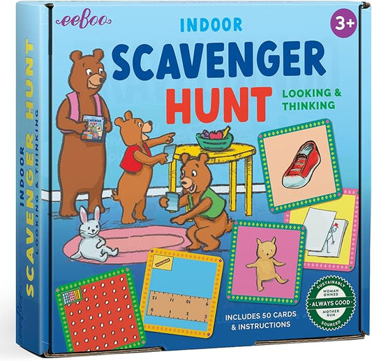 eeBoo Scavenger Hunt Indoors Game, a Finding Game that develops observational and Analytical Skills, Includes 50 Cards & Instructions, for Ages 3 and up