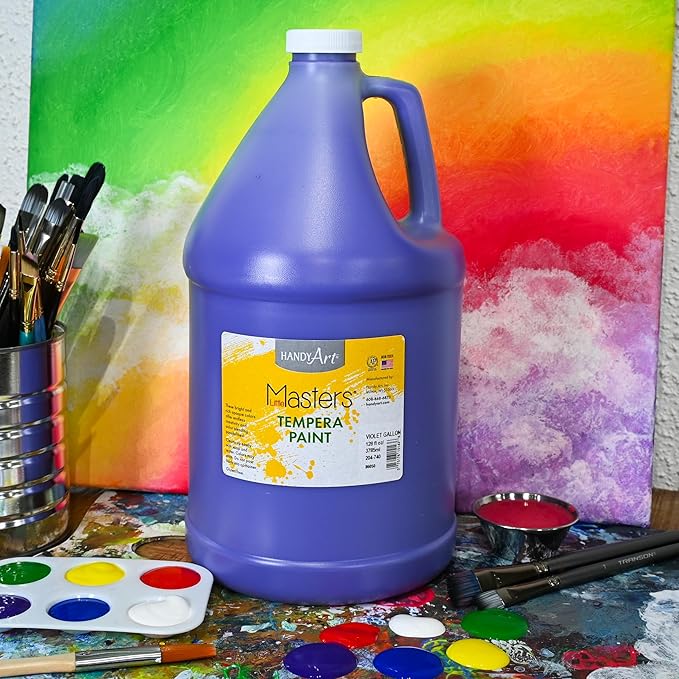 Handy Art Little Masters Tempera Paint, Violet, Gallon 128 oz Bottle, Bright & Mixable, High Opacity, Washable Colors for Classroom, Students, Kids, Young Artists, Safe & Non-Toxic, Made in USA