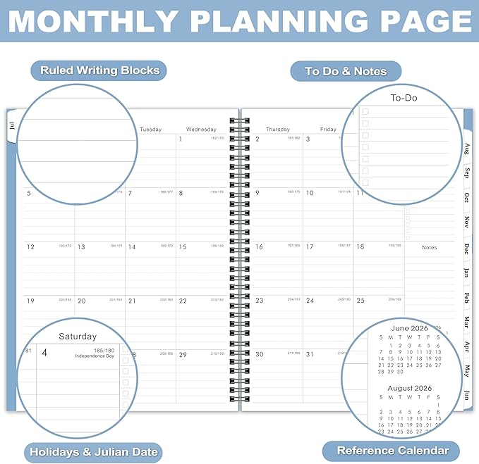 2026-2027 Planner - Weekly Monthly Planner 2026-2027 from Jul. 2026 to Jun. 2027, Calendar Planner with Inner Pocket, Spiral Bound, Academic Planner 8.5 x 11, Blue