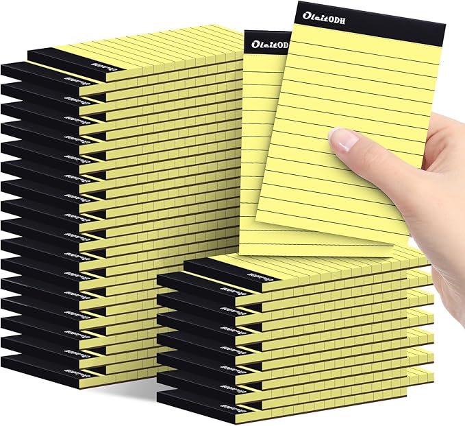 Oleitodh 3x5 Notepads – 48 Pack Yellow Memo Pads Small Writing Pads with Perforated Lined Pages, Mini Note Pads 30 Sheets per Lined Note Pads 3x5, Pocket Notepads for Office School Home Supplies