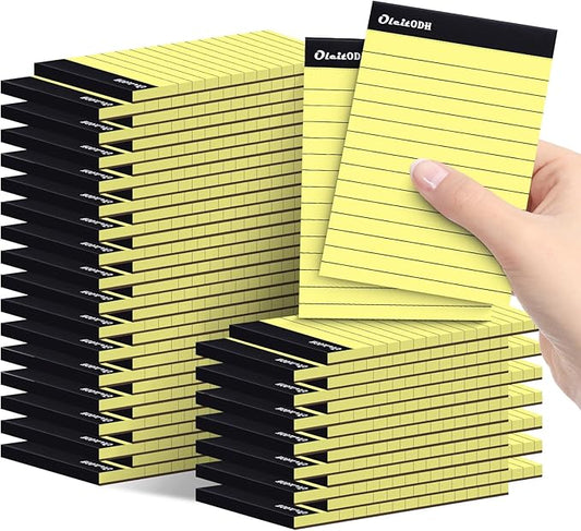 Oleitodh 3x5 Notepads – 48 Pack Yellow Memo Pads Small Writing Pads with Perforated Lined Pages, Mini Note Pads 30 Sheets per Lined Note Pads 3x5, Pocket Notepads for Office School Home Supplies