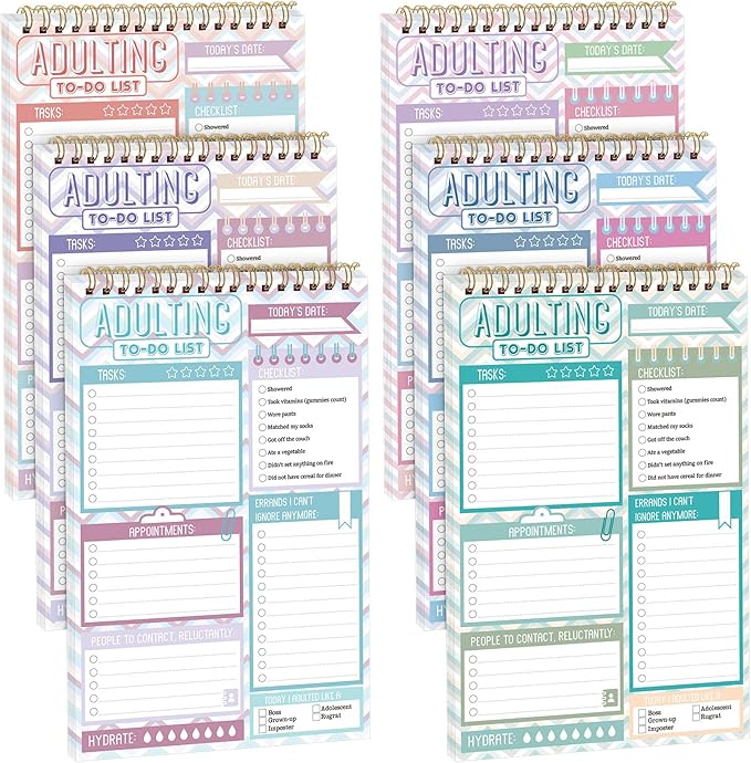 Glenmal 6 Pack to Do List Notepad Undated to Do List Notebook Daily Planner Notepad 180 Sheets for Adult Student Office School Home Supplies 7.8 x 5.2 Inch(Fresh,Fresh Color)
