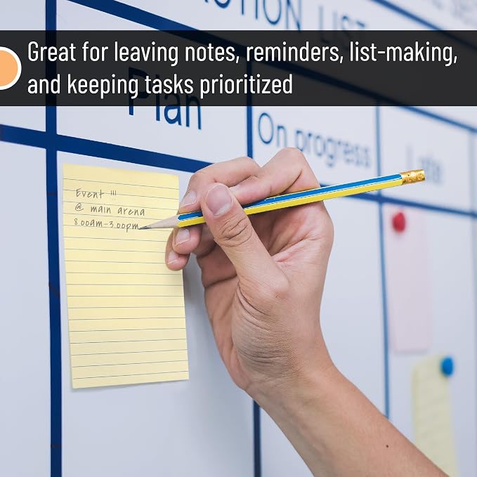 Mr. Pen- Lined Sticky Notes, 4" x 6", 6 Pads, 45 Sheets/Pad