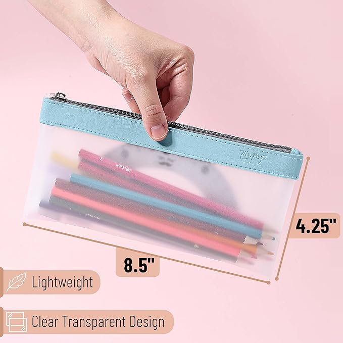 Mr. Pen- Clear Pencil Pouch, 8.50"x4.25", 3 Pack, Durable TPU Material, Medium Water-Resistant Pencil Bags with Smooth Zipper, Multipurpose Clear Pouch for Stationery, School, Office, Travel Supplies