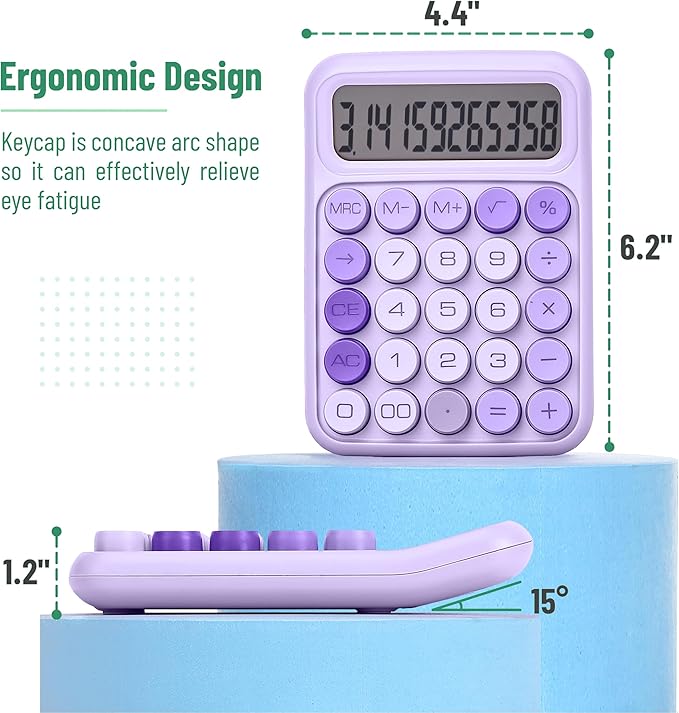 Mr. Pen- Mechanical Switch Calculator, 12 Digit Large LCD Display, Purple with Big Buttons, Mechanical Switch Calculator for Home, School, Office