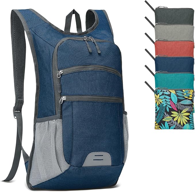 20L Lightweight Hiking Daypack, Foldable Travel Packable Backpack for Men Women for Cycling Camping Outdoor (Dark Blue)