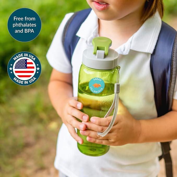 Personalized Waterproof Name Labels for Kids | Optional Packs 50, 150, 230 Labels | Custom Name Stickers for Kids' Clothing Tag, Water Bottle, Lunch Box, Customize Kid Name Label for Daycare Dinosaurs
