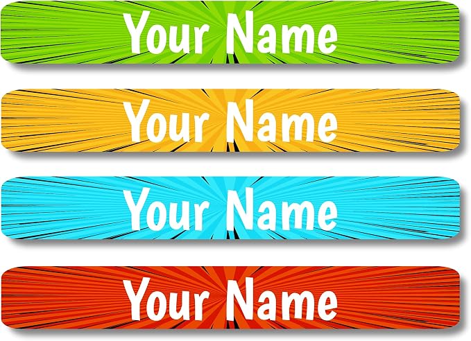 Lovable Labels Personalized Labels for Kids (120 Labels) - Waterproof Dishwasher Safe Peel and Stick Labels are Great for School Supplies Daycare Camp Bottles (Warriors)