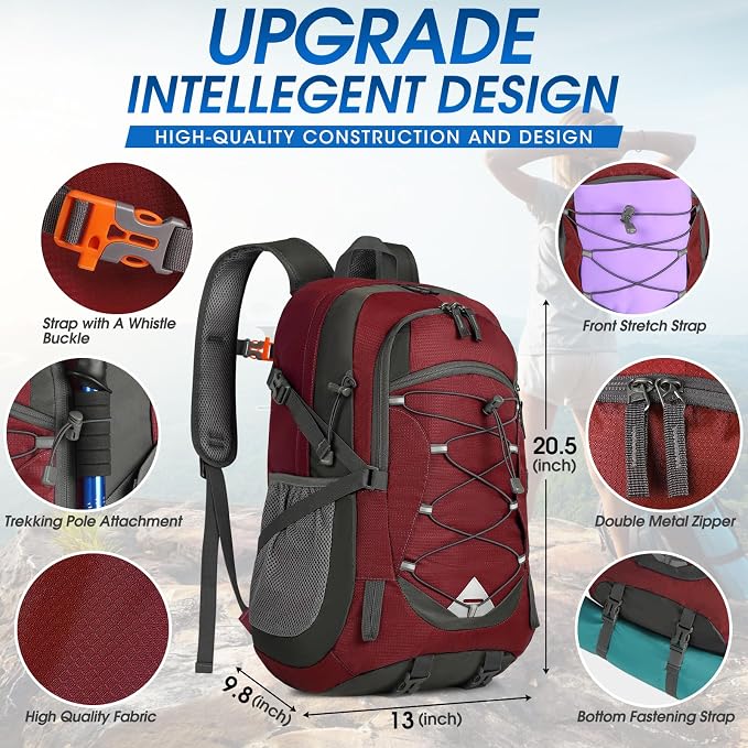 IGOLUMON Hiking Backpack 40L Packable Lightweight Camping Daypack Men Women | Multi-compartment storage Water-resistant Foldable Nylon Material Hiking Day pack for Camping Cycling Outdoor