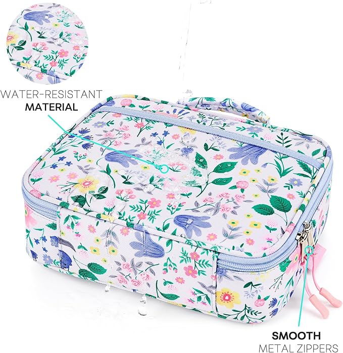 mibasies Kids Lunch Box for Girls Toddler, Insulated and Reusable Lunch Bag for School, Floral Sky Blue