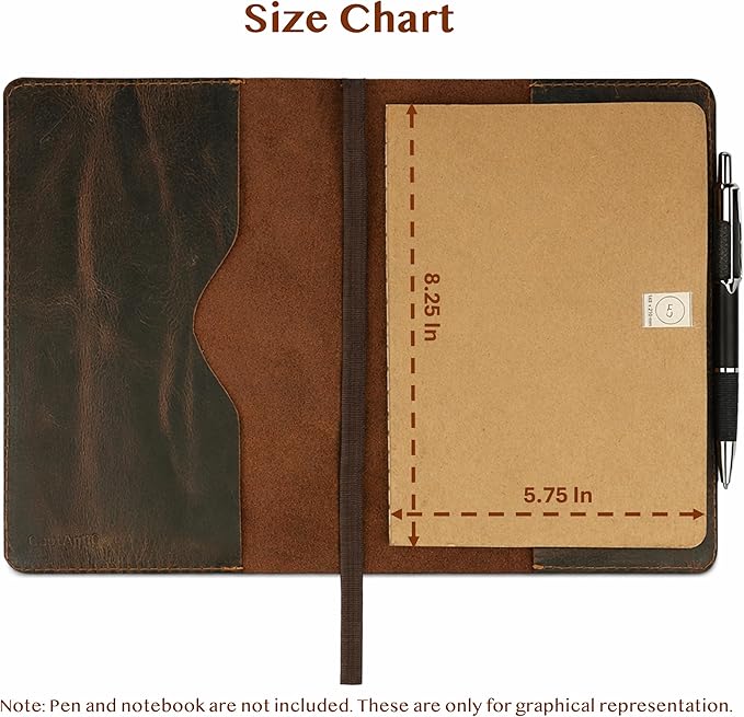 A5 Leather Journal Refillable Large Moleskine Notebook Planner Cover with pen loop