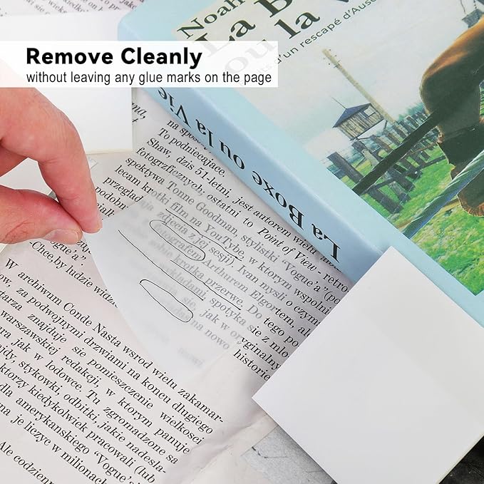 400 Sheets Transparent Sticky Notes, 3x3 inch 8 Pads Clear Sticky Notes, Self-Stick Translucent See Through Post Note Pads for Books Annotation