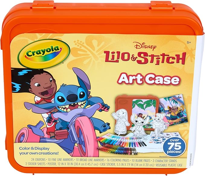 Crayola Lilo & Stitch Coloring Art Case (75+ Pcs), Markers, Crayons, Coloring Pages, Stickers & Poster, Art Kit for Kids, Lilo & Stitch Gift for Girls & Boys, 5+
