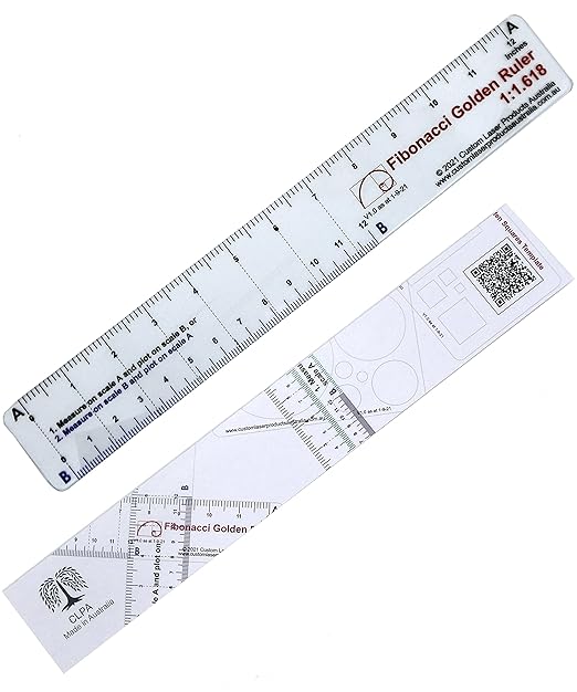 12" No-Math Fibonacci Ruler — Flexible Clear PETG | Fibonacci Proportions Without Arithmetic | Drawing, Drafting and Layout | Made in Australia