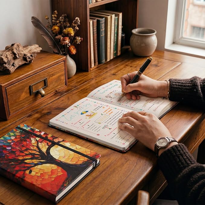 AHGXG Dotted Journal Notebook, 192 Pages, A5 Medium Size (5.7'' x 8.3'')