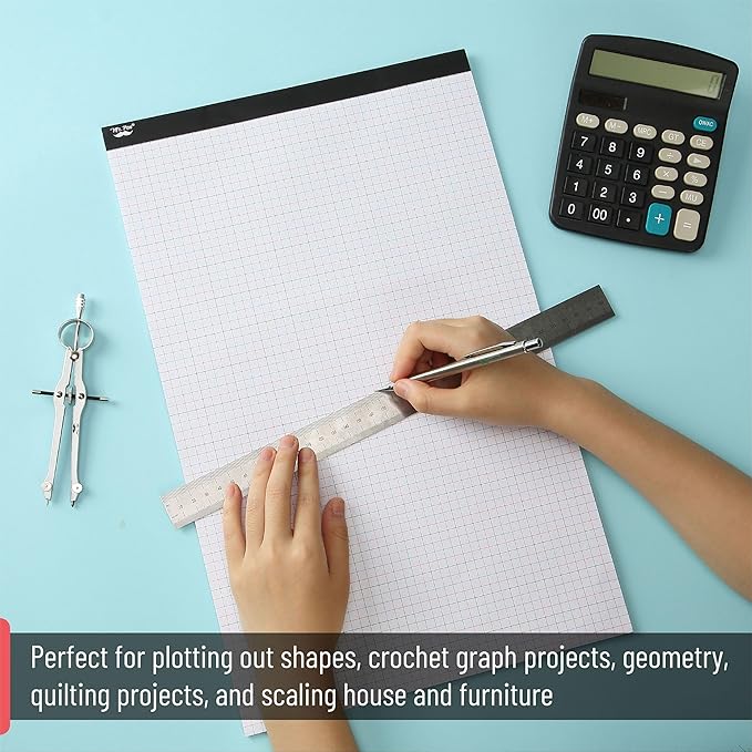 Mr. Pen- Graph Paper Pad, 17x11 Inches, 4x4 (4 Squares per Inch), 22 Sheets, Ideal for Math, Graphing and Sketching, Grid Paper for Students, Engineers, Artists