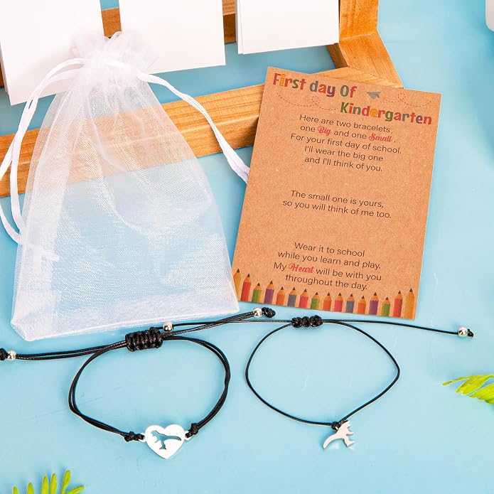Back to School Supplies, First Day of Kindergarten Bracelet, Back to School Bracelet Mommy and Me, Prek Matching Wish Bracelets Set, Adjustable Bracelet for Boys Girls Gifts Stuff Bulk