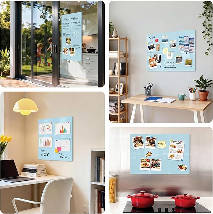 Comix Magnetic Board, 6 Pack Magnetic Whiteboard for wall, 11.8 x 11.8 Inches Dry Erase Board for Kids, Students, White Board Dry Erase Set for Fridge, Office and Home, Green
