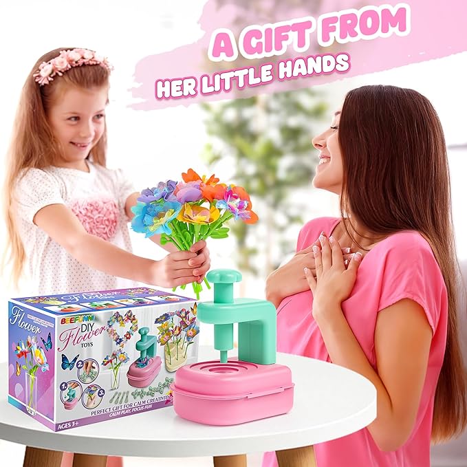 beefunni Flower Bouquet Craft Kits, DIY Crafts for Kids Ages 4-6-8, Upgrade Wreaths & Colorful Flowers Toys for 4 5 6 7 8+ Year Old Girl Birthday Gifts Ideas Educational Activities for Toddler