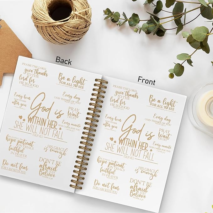 QLMX Gold Christian Gifts for Women Spiral Notebook, God Is Within Her She Will Not Fall Journal Notebook, Inspirational Religious Notebooks for School Work, Bible Verse Office Supplies Gifts, 5.5x8.3