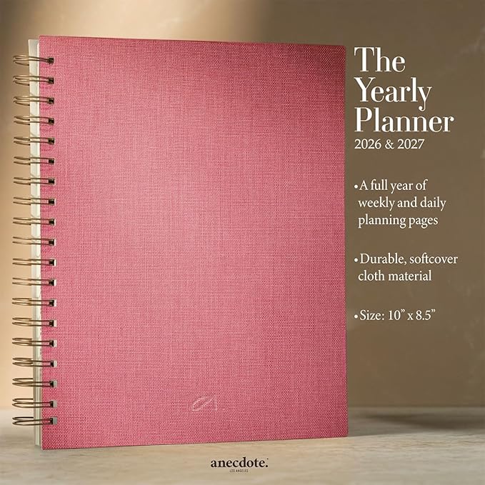 Anecdote Spiral Planner w/2026-2027 Calendar (8.5" x 10") | Start Anytime - 52 Weeks, Undated Planner Pages | To-Do List Organizer, Plan Your Success, Achieve Productivity Goals (Blossom)
