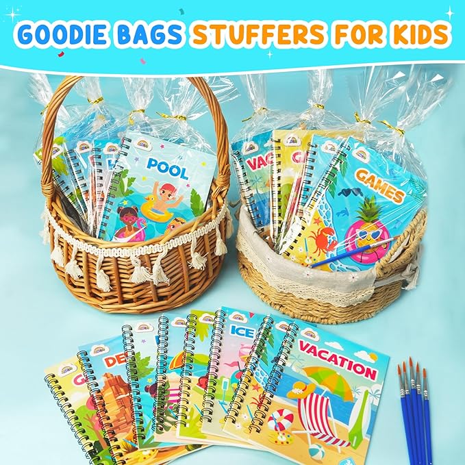ZMLM 24 Water Coloring Books for Kids Party Favors - Bulk Mini Coloring Books for Kids Ages 4-8,Small Birthday Goodie Bag Stuffers School Teacher Return Gift Art Crafts Classroom Prizes (Summer)