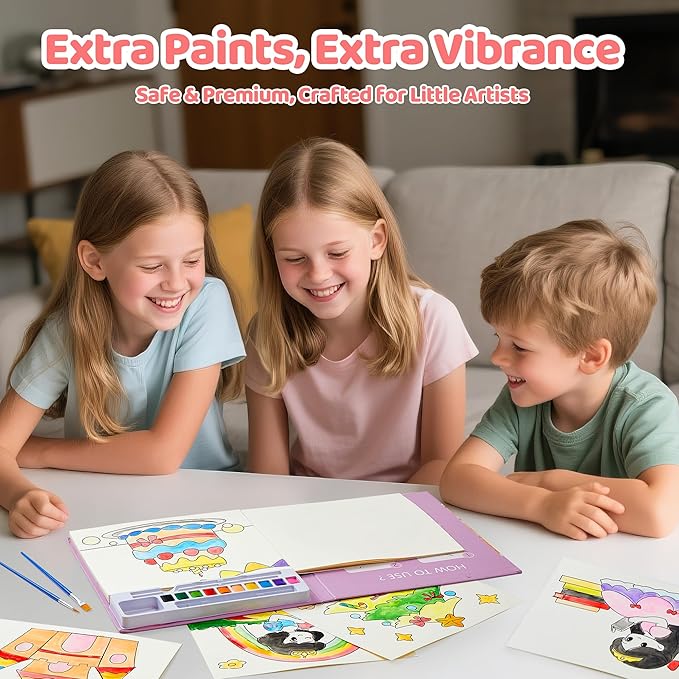 Water Coloring Painting Books for Toddlers - Paint with Water Coloring Books for Kid Ages 3-5 4-8, 24 Pages Total DIY Arts and Crafts Drawing Activities Book Toy Birthday Gift for Boys Girls (Unicorn)