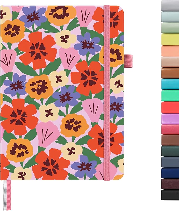 &And Per Se Lined Hardcover Notebook – A5 5.7"x8" College Ruled, 160 Pages, 100gsm Thick Paper – Aesthetic Journal for Women, Gift-Ready Planner, Everyday Writing Notebook (Elegant Florals)
