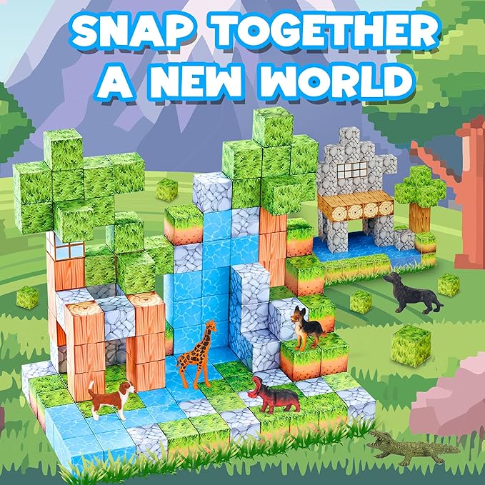 Contixo Kids Magnet Toys - ST14 145 PCs Magnetic Tiles, 3D Building Blocks, STEM Construction Creativity, Imagination, Recreational, Educational Block for Children Toddler Kids Ages 4-8