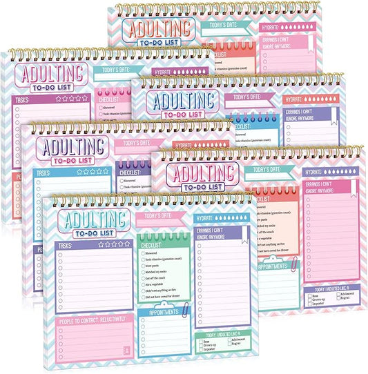Glenmal 6 Pack to Do List Notepad Undated to Do List Notebook Daily Planner Notepad 180 Sheets for Adult Student Office School Home Supplies 7.8 x 5.2 Inch(Adorable,Adorable Color)