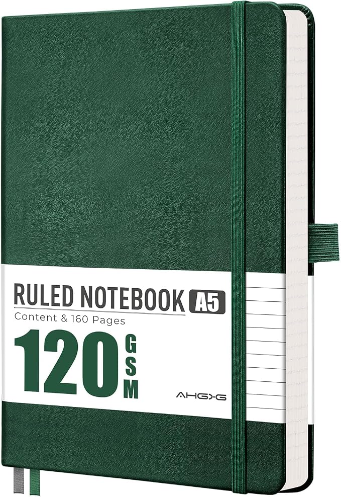 AHGXG Lined Journal Notebook, 160 Numbered Pages, A5 Size (5.7'' x 8.3'')