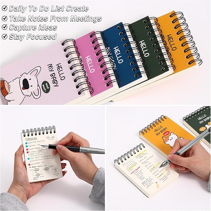 Steno Pads 3.1" x 4.3" Blank Pocket Spiral Notepads Small Cute Spiral Note Pads Blank Pages Notebook No Lines Top Spiral Notebook 3.1" x 4.3" Unlined Little Memo Steno Note Pads Nursing Notepad for Work, School, Office, Nurse, Travel 6pcs