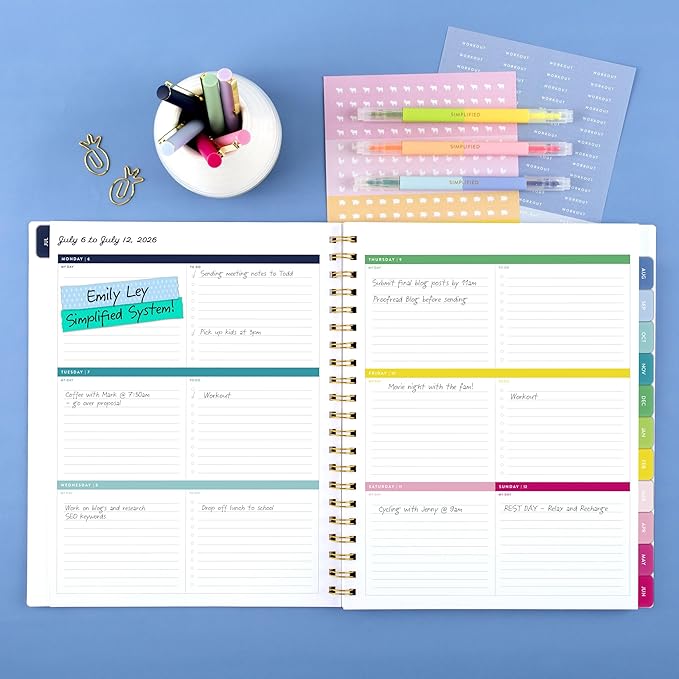 AT-A-GLANCE Planner 2026-2027 Weekly & Monthly Academic 12-Month July-June, 8-1/2" x 11", Simplified by Emily Ley, Savanna Blooms (EL50-905A)