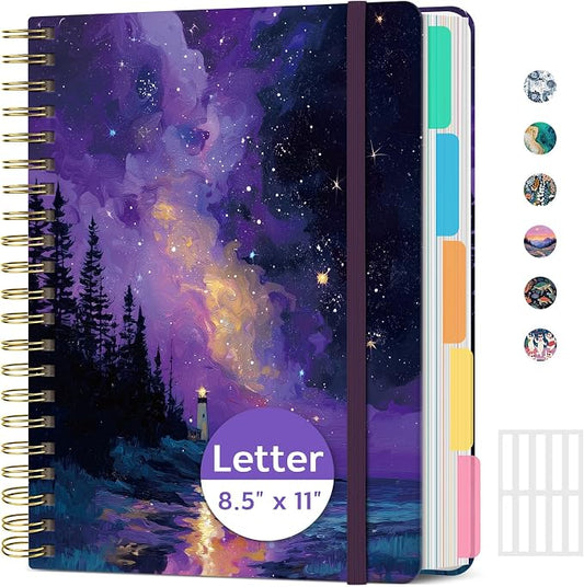 ZOTIA Large Spiral Notebooks for Work 5 Subject with Removable Dividers