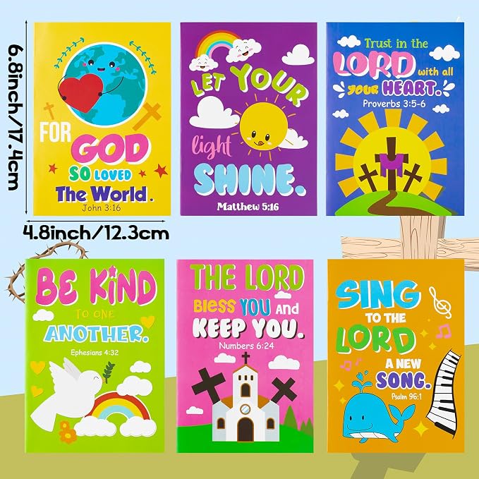 24Pcs Bible Coloring Books Religious Theme DIY Color-in Pages with Inspirational Words Drawing Holiday Christian Activity Supplies for Sunday School Classroom Rewards Artwork Gift for Kids