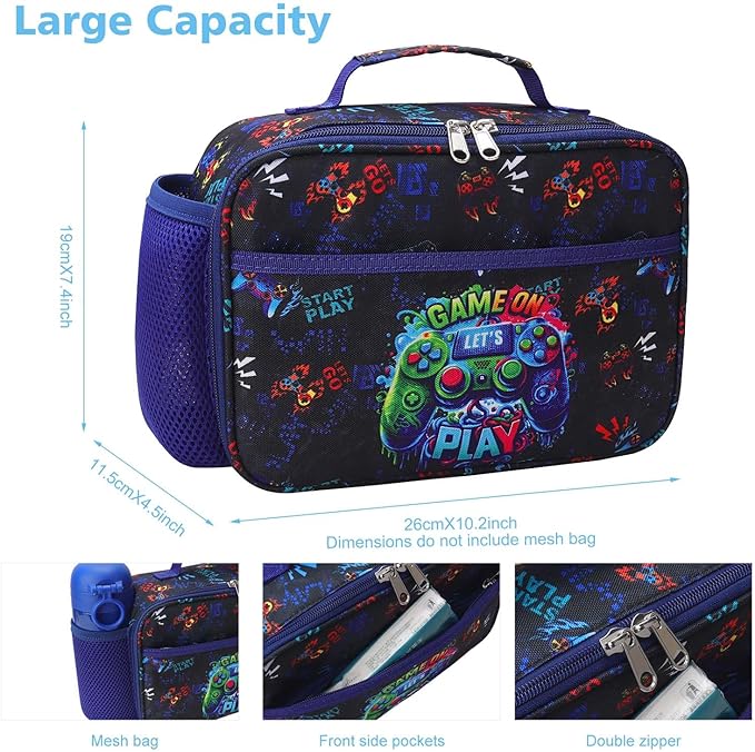 RHCPFOVR Kids Lunch Bag - Insulated Lunch Box for Boys Girls,Washable Lunch Bag and Reusable Toddler Leak-proof Lunchbox for School and Daycare
