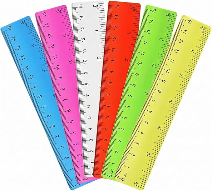 Zonon 6 Pcs 6 Inch Ruler Bulk Colorful Plastic Flexible Straight Metric Rulers with Centimeters and Inches Drafting Measuring Tool for Classroom School Students Education