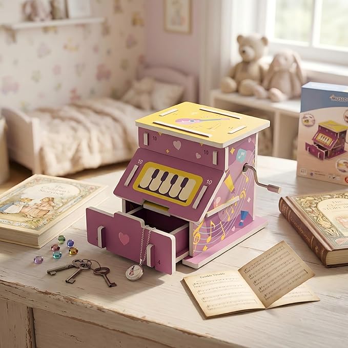 STEM DIY Mechanical Music Box Building Kit for Kids Aged 6+ - Educational Hands-on Toy, Assemble Your Own Sound Box, Creative Science Experiment Gift Idea