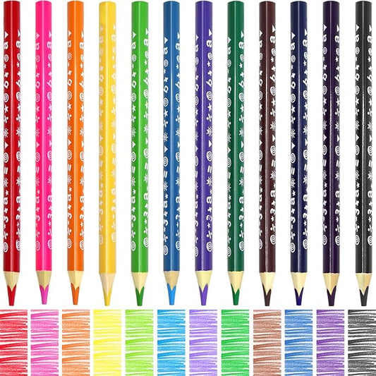 12 Colors Jumbo Colored Pencils for Teens Adults Trendy Stuff, Triangle Thick Coloring Pencils Art Supplies, Fat Color Pencil Set for Drawing Sketching Doodling, Stocking Stuffers, Easy Grip