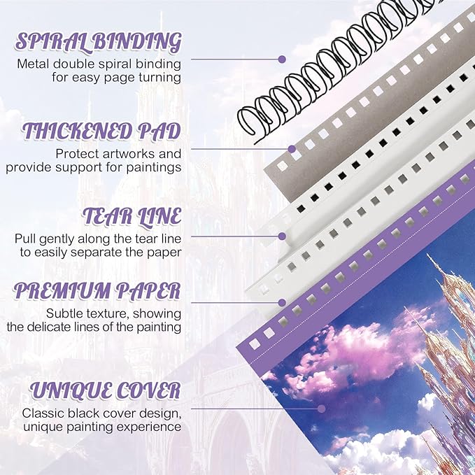 Sketch Book 8.5×11 inch, Spiral Bound Sketch Pad 100 Sheets (68lb/100gsm), Acid-Free Sketchbook for Drawing Painting Sketching, Art Paper Drawing Supplies for Teens Adults Artists Ideal Gifts（Purple）