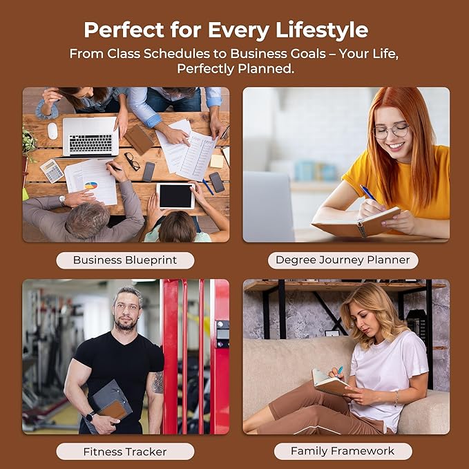 Planner 2026-2027 Daily Weekly and Monthly,6.5"x3.75",18 Months Spiral Bound Calendar Agenda with Self-adhesive Pen Holder,2026 Academic Plan with Vegan Leather Soft Cover,Brown