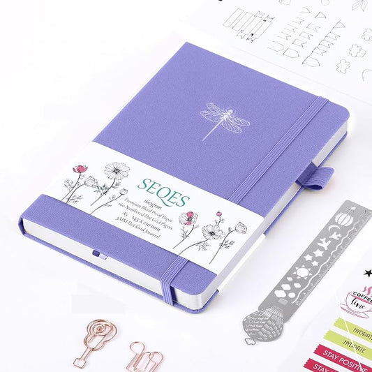 A5 Bullet Dotted Journal Notebook | 160gsm Thick Bleedproof Paper, Lay Flat Binding, 160 Numbered Pages | Hard Cover Dot Grid Notebook/Bullet Journals for Creatives & Professionals (dragonfly)