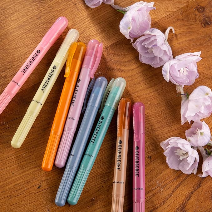 DIVERSEBEE Bible Highlighters and Pens No Bleed, 8 Pack Assorted Colors Gel Highlighters Set, Cute Bible Markers for Study Journaling School Supplies and Accessories (Vintage)