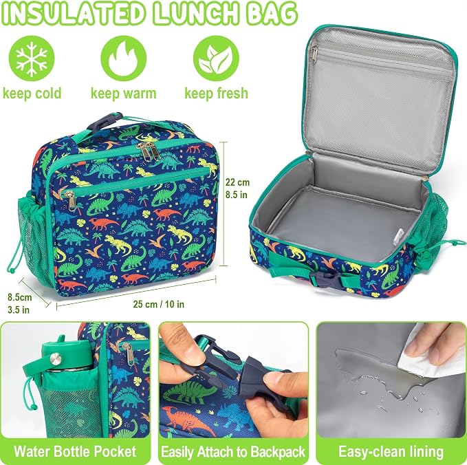 Fimibuke Bento Lunch Box for Kids Toddler Boys with 12OZ Insulated Food Jar | 3-Compartment 32OZ Snack Lunch Container Bento Box, Lunch Bag & Ice Pack Set for Age 3-12 School Daycare Camp, Gamepad