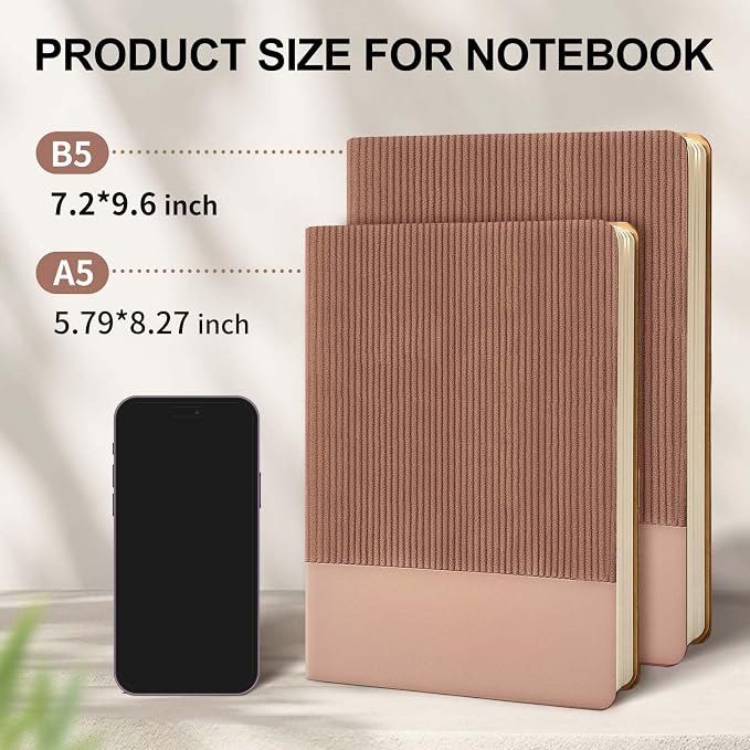 Lined Journal Notebook for Work College Ruled Note Book 7.2"x9.6" B5 PU Leather Daily Journaling 160 Pages for Women Men Writing Home School Supplies Business (Dark Pink)