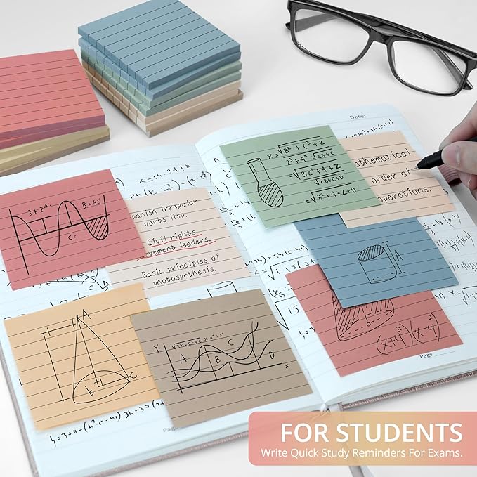 Lined Sticky Notes, 36 Pads, 3x3 Inches Self-Stick Note Pads, Perfect for Office, Study, and Daily Life Organization - Vintage