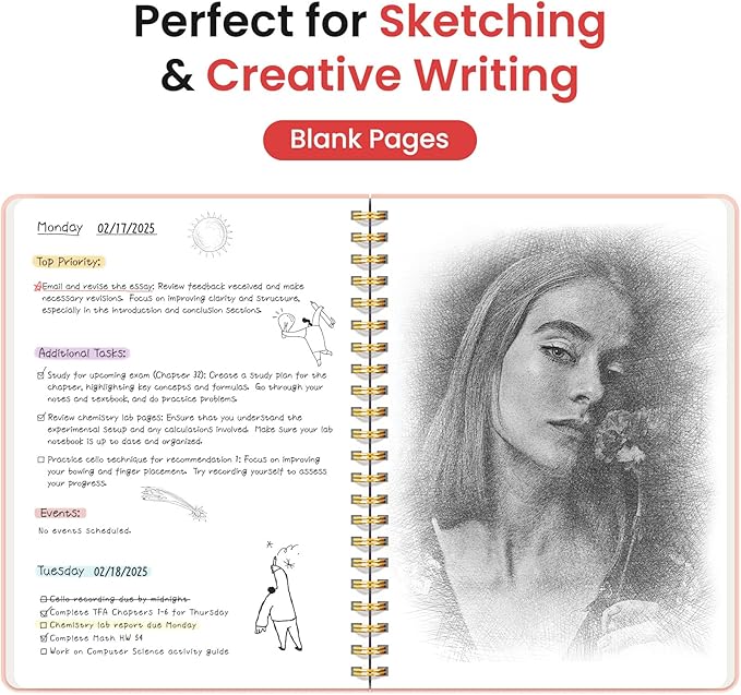 Taja Blank Spiral Journal Notebook for Women & Men, 140 Pages, Sketch Book, Plain Notebook for Drawing & Sketching, Journals for Creative Writing, A5(5.7" x 7.9") – Pink
