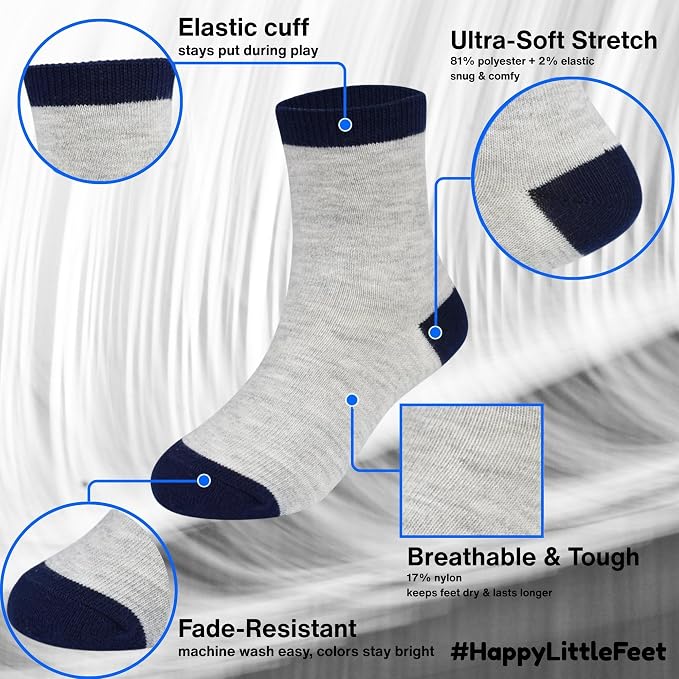 GENTABY Kids Socks 24 pairs Cozy Athletic Crew Socks for Boys and Girls(1-13Years)