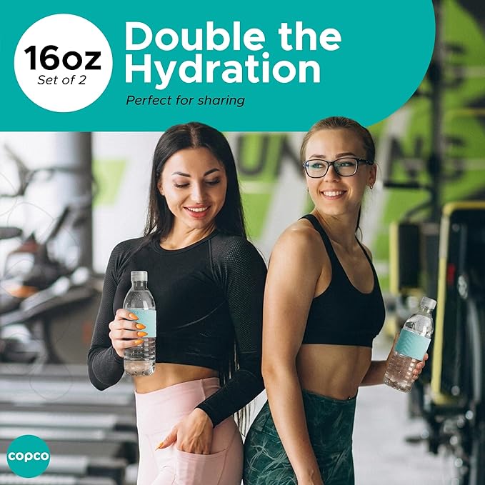 Copco Hydra 16.9 oz Water Bottle, Set of 2 – Leak Proof, BPA Free Tritan, Dishwasher Safe, Twist-Open Body, Non-Slip Silicone Grip, Perfect for Travel, Gym & Daily Use (Robin Egg Blue)